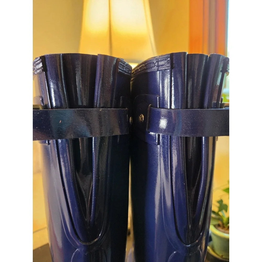 Hunter Org Wms Tall Rain Boots Melody Back Ad Gloss Rubber WP Wellies 9 NEW $190